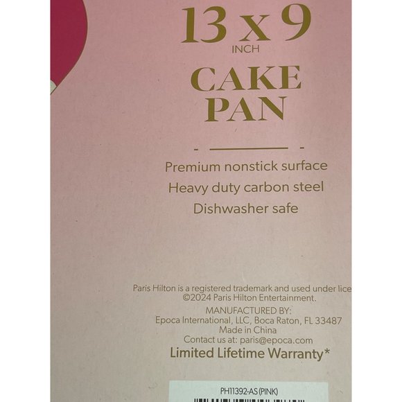 Paris Hilton 13x9 Inch Cake Pan Nonstick Heavy Duty Carbon Steel Dishwasher Safe - Picture 2 of 7
